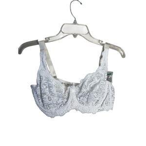 Leonisa Non-Padded Floral Lace Underwire Bra 021302D White Womens Sz 38D NEW